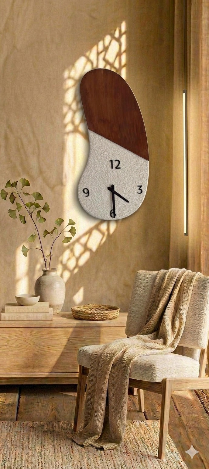 Organic Mirror with Wooden Clock