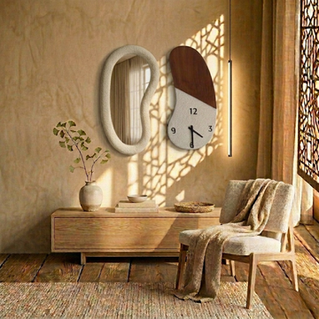 Organic Mirror with Wooden Clock